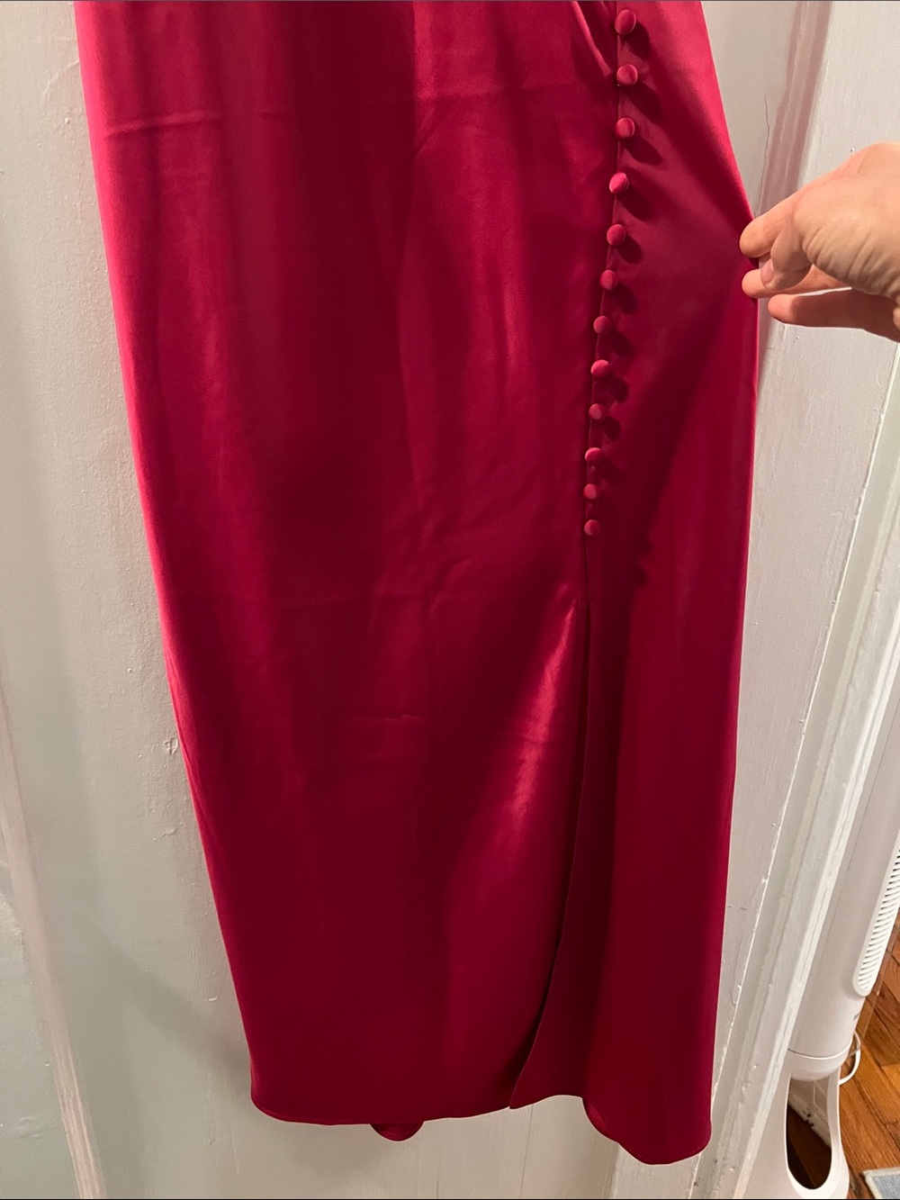 Banana Republic Red Satin Maxi Slip Dress with Side Covered Buttons - Picture 2 of 2